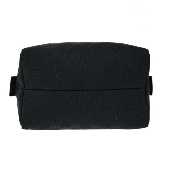 GUCCI GG Logo Pattern Shoulder Bag Canvas Leather Black Gold Italy - Picture 5 of 14